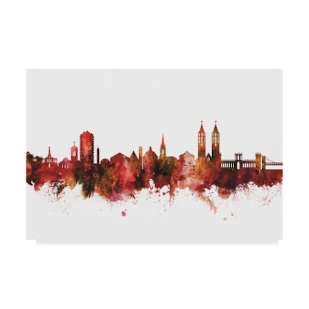 Michael Tompsett 'Kassel Germany Skyline Red' Canvas Art,30x47